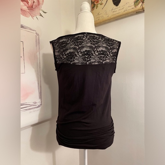 Sleeveless Shirt With Lace Back Size S Black - Picture 5 of 12